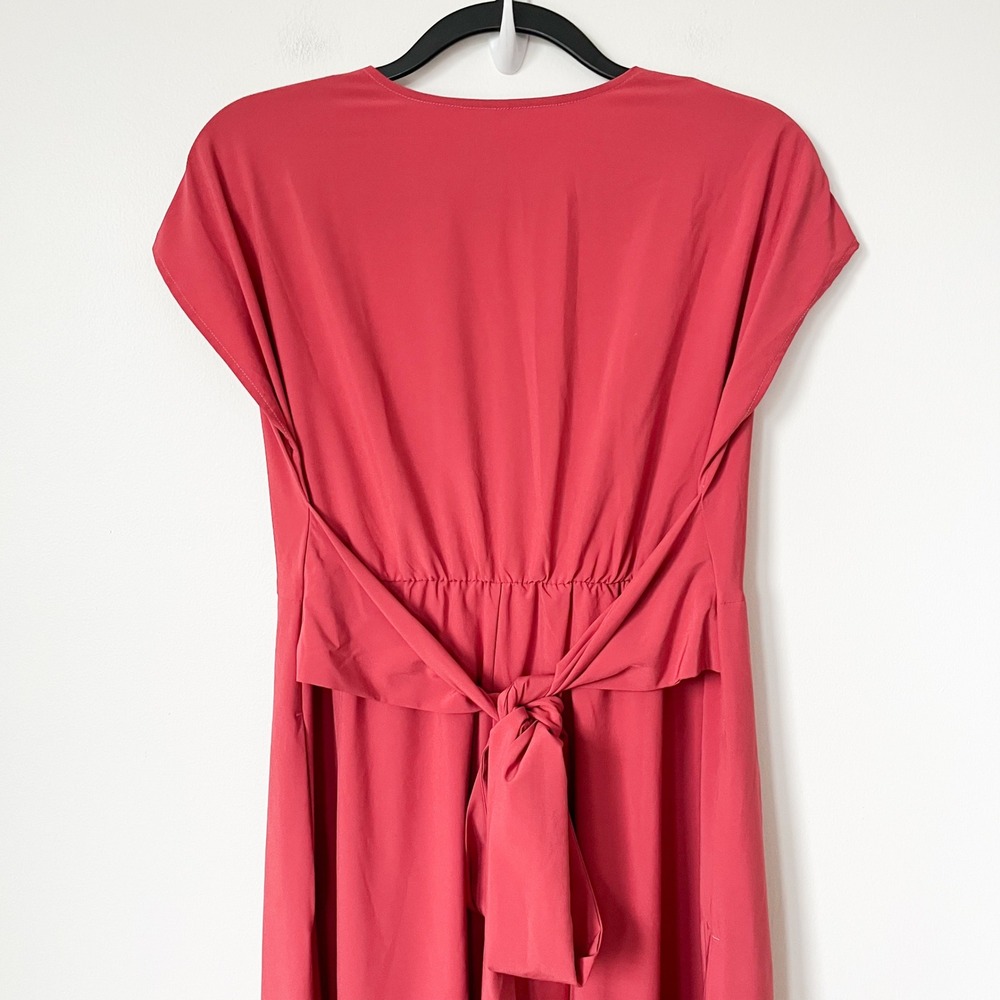 NEW Breezeful V-Neck Short Sleeve Pocket Tie Quick Dry Midi Dress Pink Mediium - Picture 8 of 16